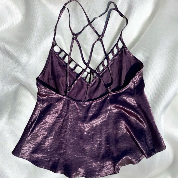 Dainty strappy dark purple satin cami - Picture 5 of 5